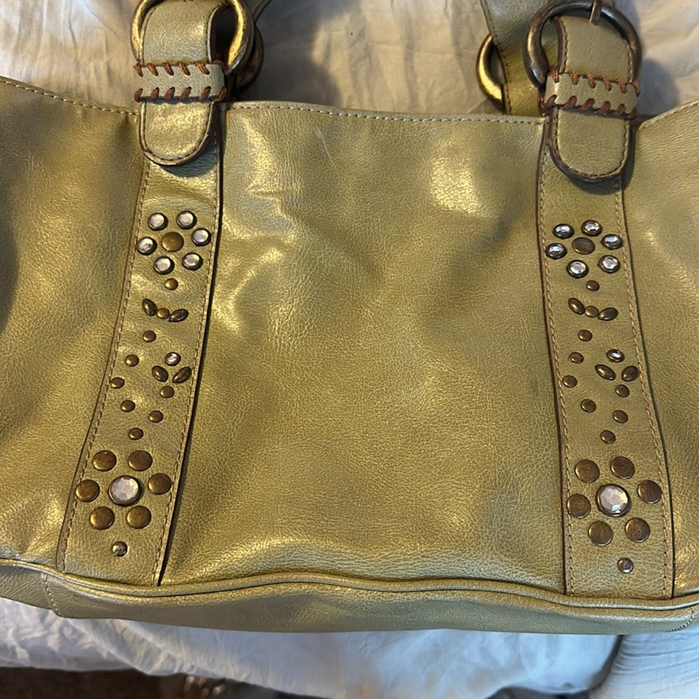 Y2K olive green Nine West leather shoulder bag - Picture 2 of 14